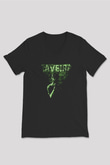 Caveira Baskılı Unisex Siyah V Yaka Tişört - Tshirt