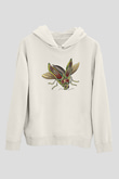 Çekirge Baskılı Beyaz Unisex Hoodie