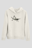 Çekirge Baskılı Beyaz Unisex Hoodie