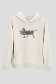 Çekirge Baskılı Beyaz Unisex Hoodie