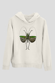 Çekirge Baskılı Beyaz Unisex Hoodie