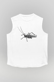 Çekirge Baskılı Beyaz Unisex Kolsuz Tişört - Tshirt
