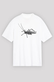 Çekirge Baskılı Beyaz Unisex Oversize Tişört - Tshirt