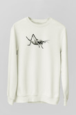 Çekirge Baskılı Beyaz Unisex Sweatshirt