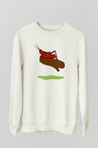 Çekirge Baskılı Beyaz Unisex Sweatshirt