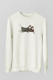 Çekirge Baskılı Beyaz Unisex Sweatshirt