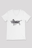 Çekirge Baskılı Beyaz Unisex V Yaka Tişört - Tshirt