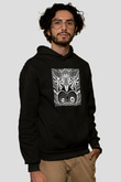 Çekirge Baskılı Unisex Siyah Hoodie