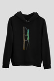 Çekirge Baskılı Unisex Siyah Hoodie