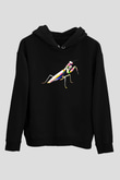 Çekirge Baskılı Unisex Siyah Hoodie