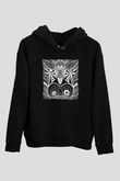 Çekirge Baskılı Unisex Siyah Hoodie