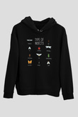 Çekirge Baskılı Unisex Siyah Hoodie