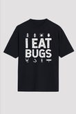 Çekirge Baskılı Unisex Siyah Oversize Tişört - Tshirt