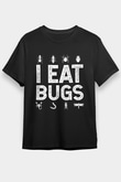 Çekirge Baskılı Unisex Siyah Tişört - Tshirt