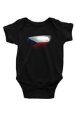 Çekya - Czechia - Czech Republic Bayrağı Baskılı Unisex Siyah Bebek Body - Zıbın
