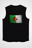 Cezayir Siyah Unisex Kolsuz Tişört