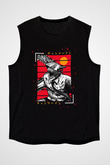 Chainsaw Man Baskılı Unisex Siyah Kolsuz Tişört - Tshirt