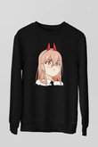 Chainsaw Man Baskılı Unisex Siyah Sweatshirt