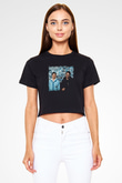 Chainsmokers Baskılı Crop Top Siyah Kadın Tişört