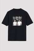 Chainsmokers Baskılı Unisex Oversize Siyah Tişört