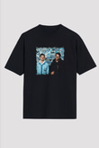 Chainsmokers Baskılı Unisex Oversize Siyah Tişört
