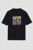 Chainsmokers Baskılı Unisex Oversize Siyah Tişört