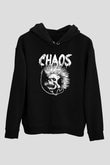 Chaos UK Baskılı Unisex Siyah Kapüşonlu Sweatshirt