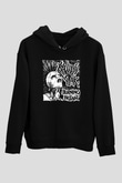 Chaos UK Baskılı Unisex Siyah Kapüşonlu Sweatshirt