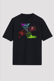 Chaos UK Baskılı Unisex Siyah Oversize Tişört - Tshirt