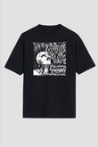 Chaos UK Baskılı Unisex Siyah Oversize Tişört - Tshirt
