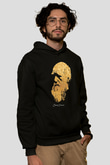 Charles Darwin Baskılı Unisex Siyah Hoodie