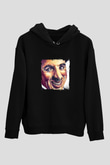 Charlie Chaplin Baskılı Unisex Siyah Hoodie