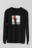 Charlie Chaplin Baskılı Unisex Siyah Sweatshirt