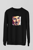 Charlie Chaplin Baskılı Unisex Siyah Sweatshirt