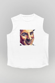 Charlie Chaplin Unisex Baskılı Beyaz Kolsuz Tişört