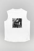 Charlie Chaplin Unisex Baskılı Beyaz Kolsuz Tişört