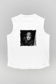Charlie Chaplin Unisex Baskılı Beyaz Kolsuz Tişört