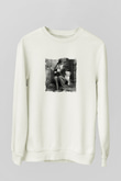 Charlie Chaplin Unisex Baskılı Beyaz Sweatshirt