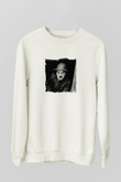 Charlie Chaplin Unisex Baskılı Beyaz Sweatshirt