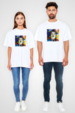 Charlie Chaplin Unisex Baskılı Beyaz Tişört