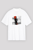 Charlie Chaplin Unisex Baskılı Beyaz Tişört
