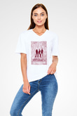 Charlie's Angels Beyaz Unisex  V Yaka Tişört