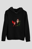 Che Guevara Baskılı Unisex Siyah Hoodie