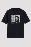 Che Guevara Baskılı Unisex Siyah Oversize Tişört