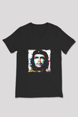 Che Guevara Baskılı Unisex Siyah V Yaka Tişört