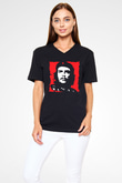 Che Guevara Siyah Unisex V Yaka Tişört T-Shirt