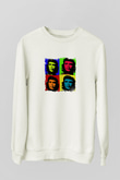 Che Guevara Unisex Baskılı Beyaz Sweatshirt