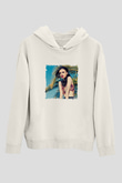 Cher Lloyd Baskılı Unisex Beyaz Kapüşonlu Sweatshirt