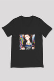 Cher Lloyd Baskılı Unisex Siyah V Yaka Tişört