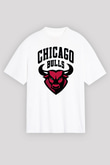 Chicago Bulls Beyaz Unisex Oversize Tişört T-Shirt